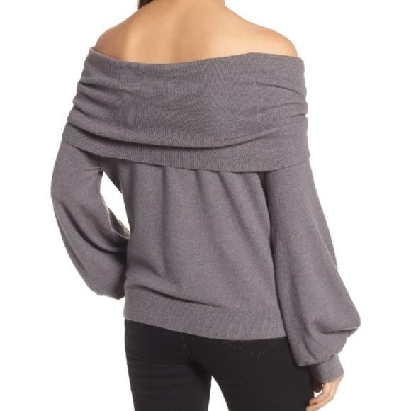 Treasure&Bond Something Navy Off-the-Shoulder Sweater - Picture 2 of 6